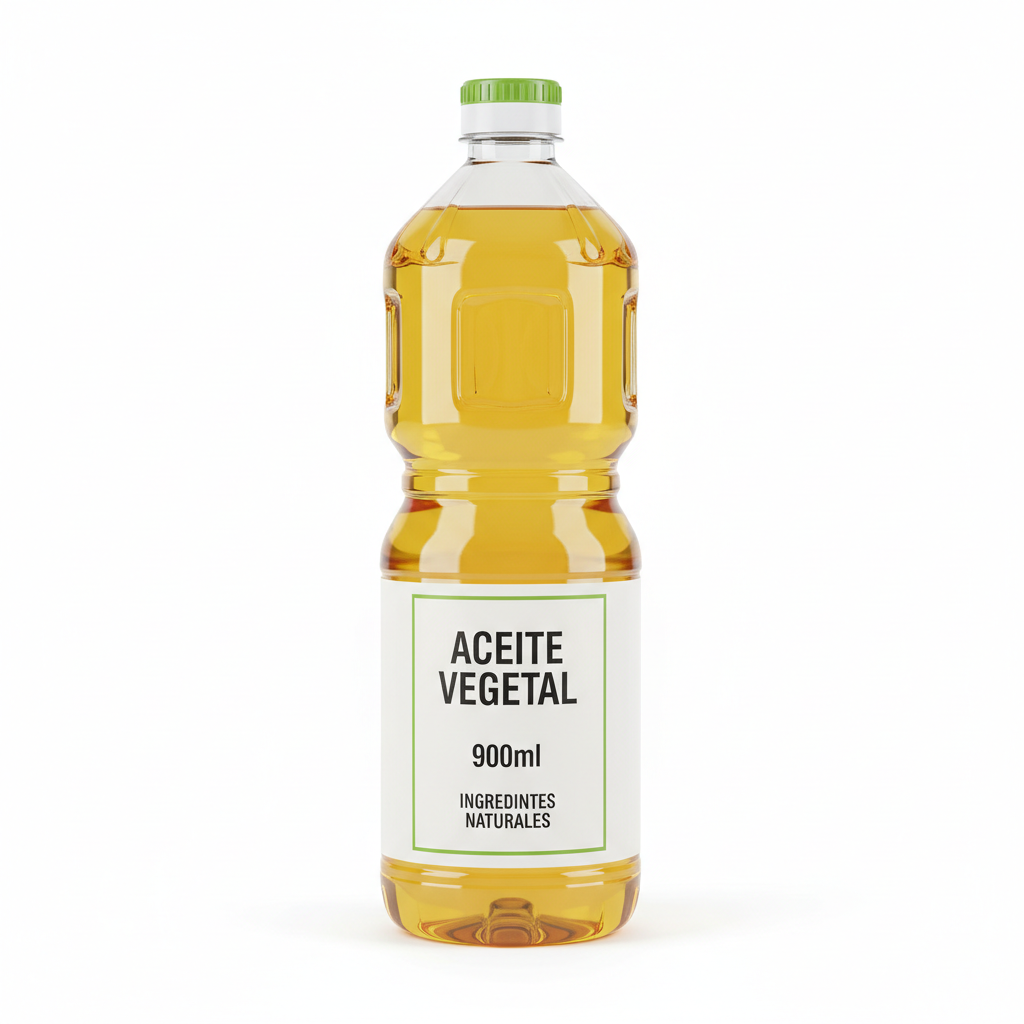 Aceite vegetal envase plástico 900ml fondo blanco