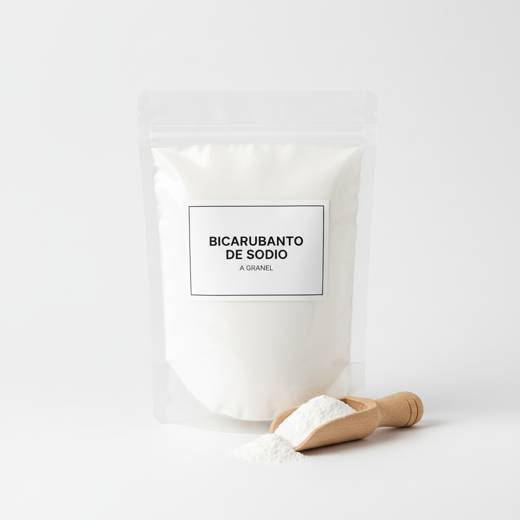 Bicarbonato granel fondo blanco