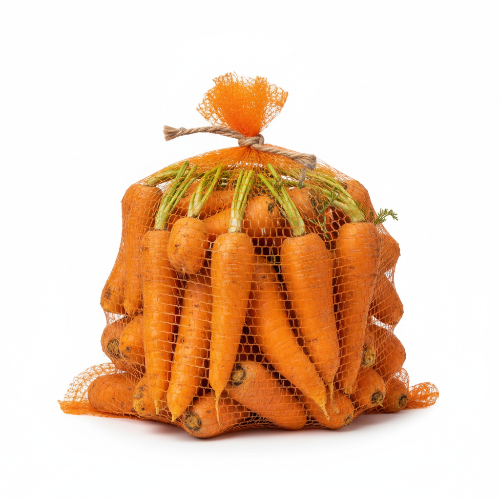 Zanahorias malla 20 kg fondo blanco