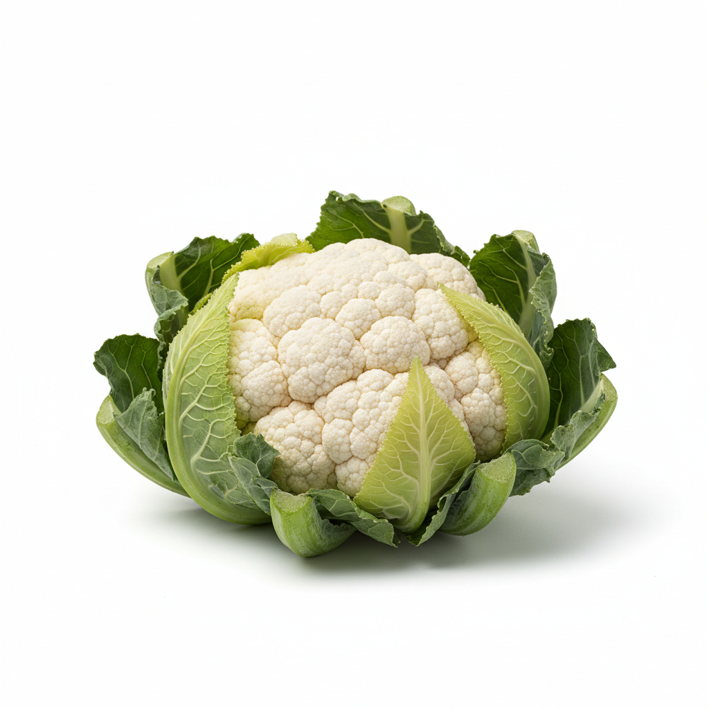Coliflor unidad fondo blanco