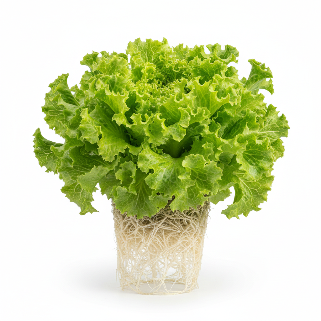 Lechuga hidropónica verde fondo blanco