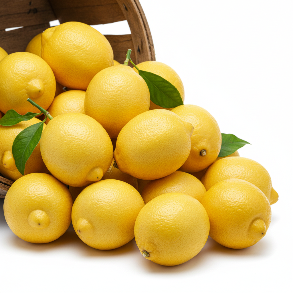 Limones 1era amarillo kg granel fondo blanco